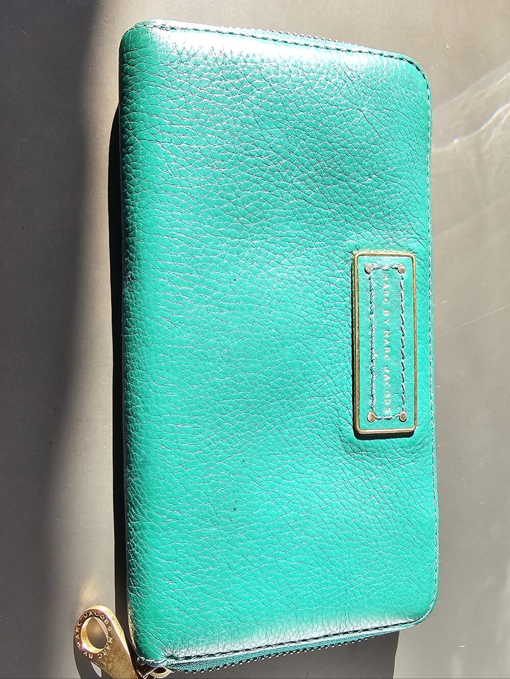 Marc By Marc Jacobs Emerald Green Leather Zipper Wallet